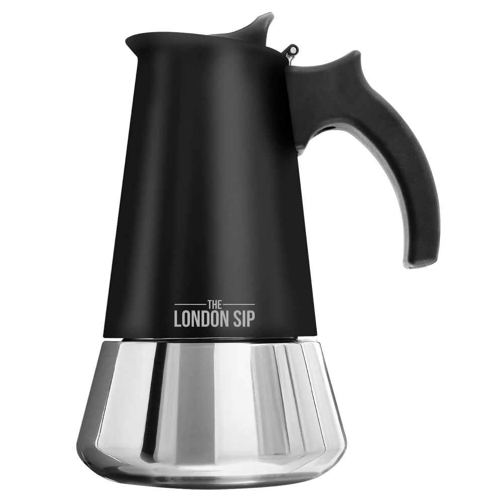 Escali London Sip 10-Cup Stovetop Espresso Maker, Matte Black/Stainless Steel