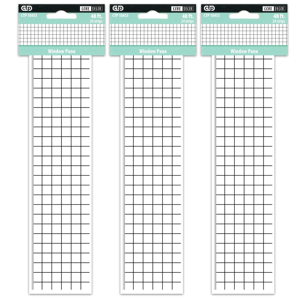 Creative Teaching Press EZ Borders, Window Pane, 48' Per Pack, Set Of 3 Packs