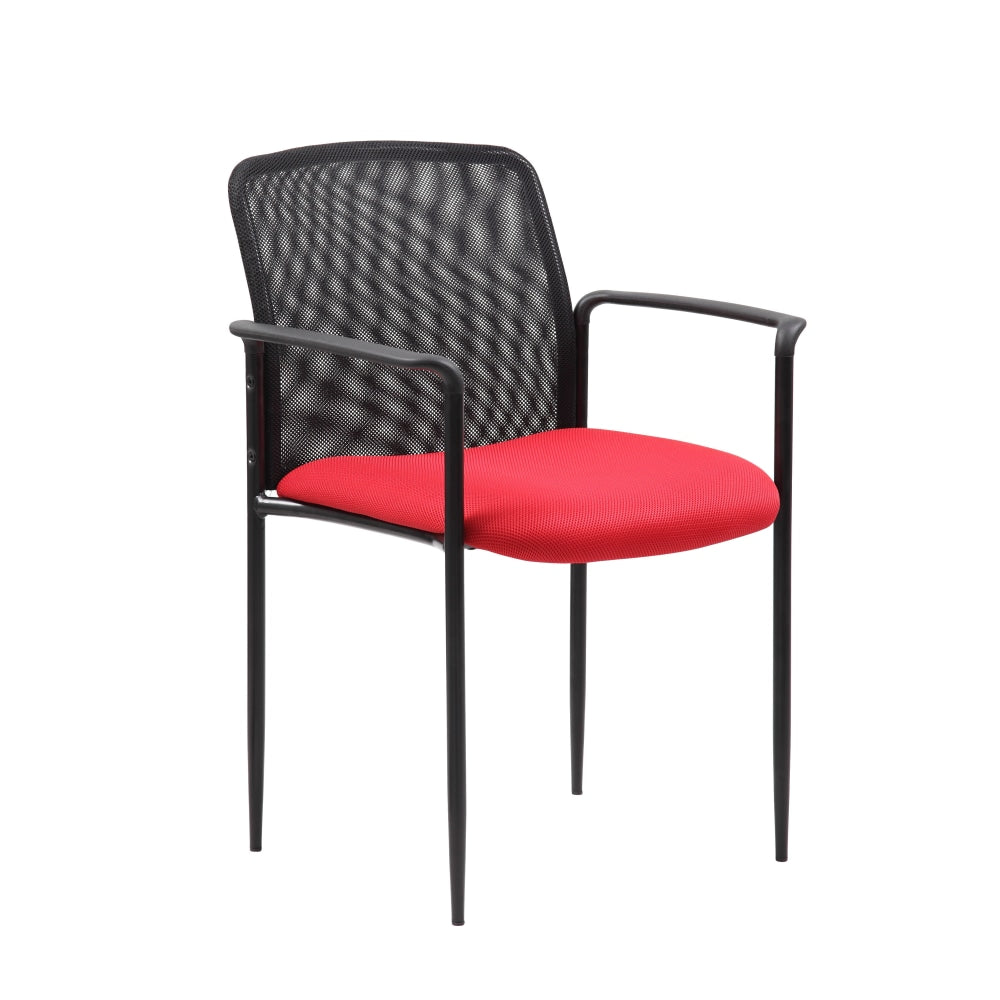 Boss Stackable Mesh-Back Guest Chair, Red/Black
