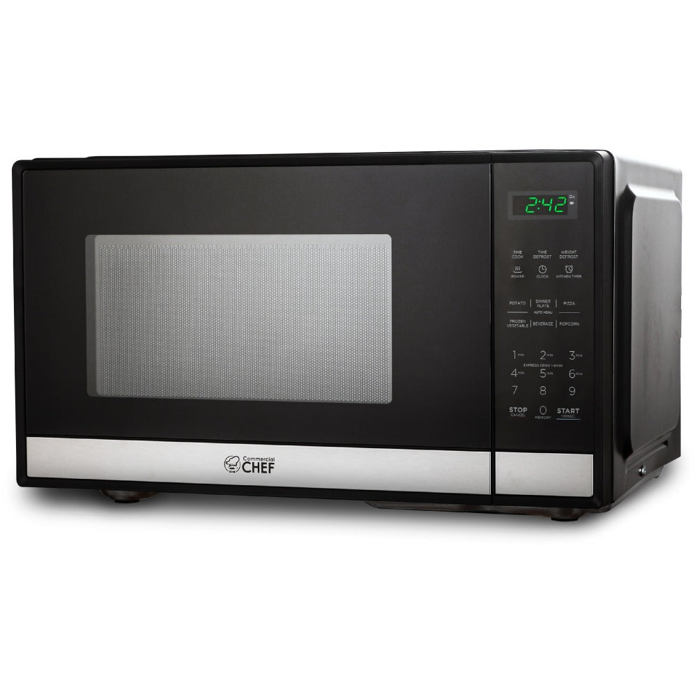 Commercial Chef 0.9 Cu. Ft. Countertop Microwave, Silver/Black