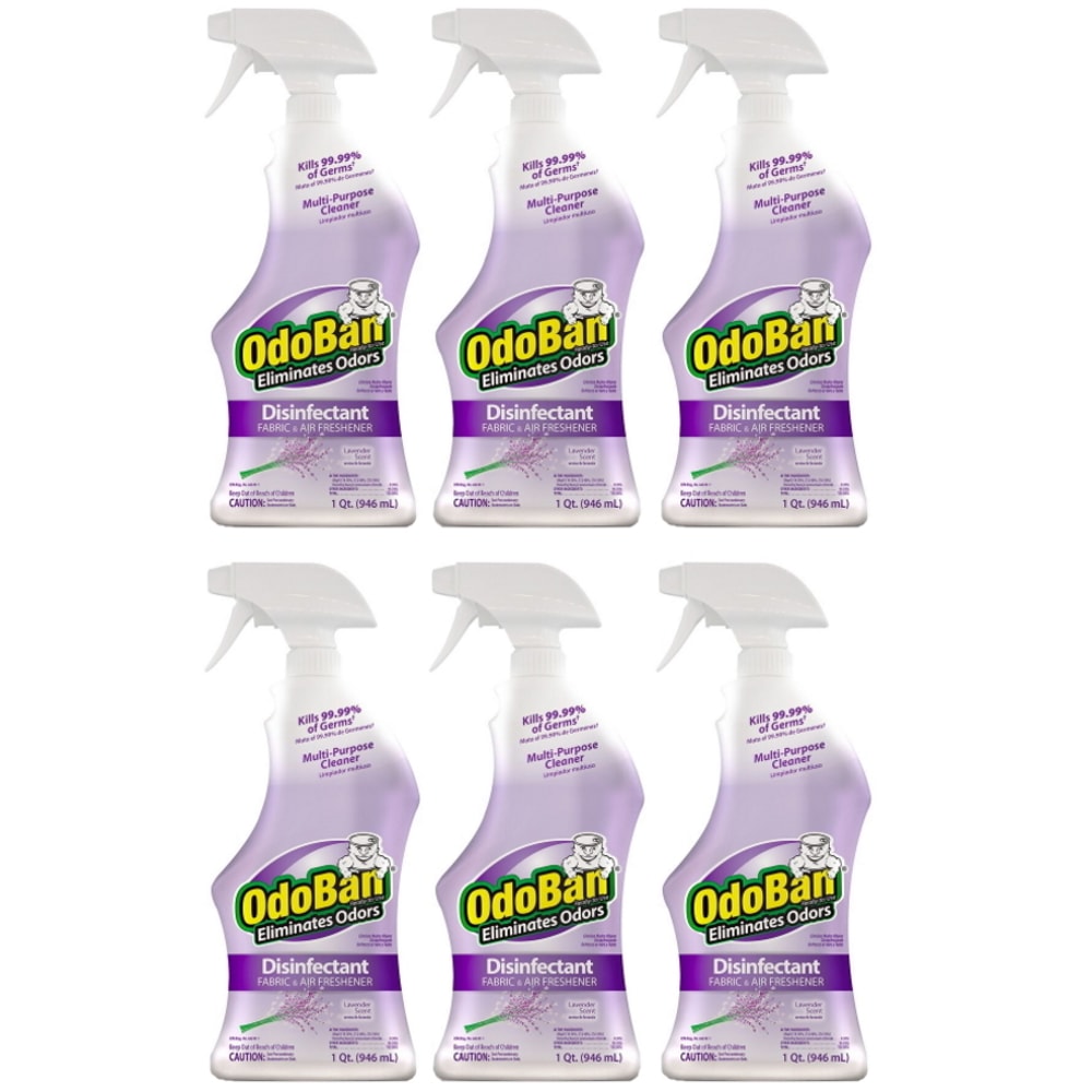 OdoBan Odor Eliminator Disinfectant Spray, Lavender Scent, 32 Oz Bottle, Case Of 6
