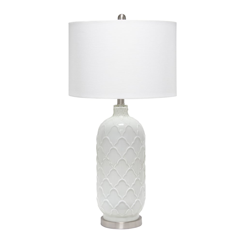 Lalia Home Argyle Classic Table Lamp, 29-1/4inH, White Shade/Brushed Nickel Base