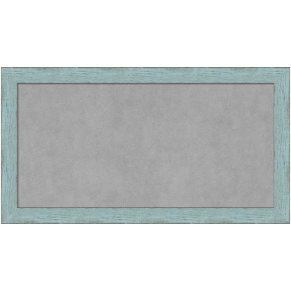 Amanti Art Magnetic Bulletin Board, Steel/Aluminum, 26in x 14in, Sky Blue Rustic Wood Frame