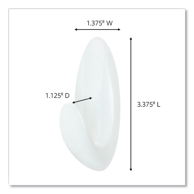 Medium Bath Hooks Value Pack, Plastic, White, 3 Lb Capacity, 6 Hooks And 6 Strips