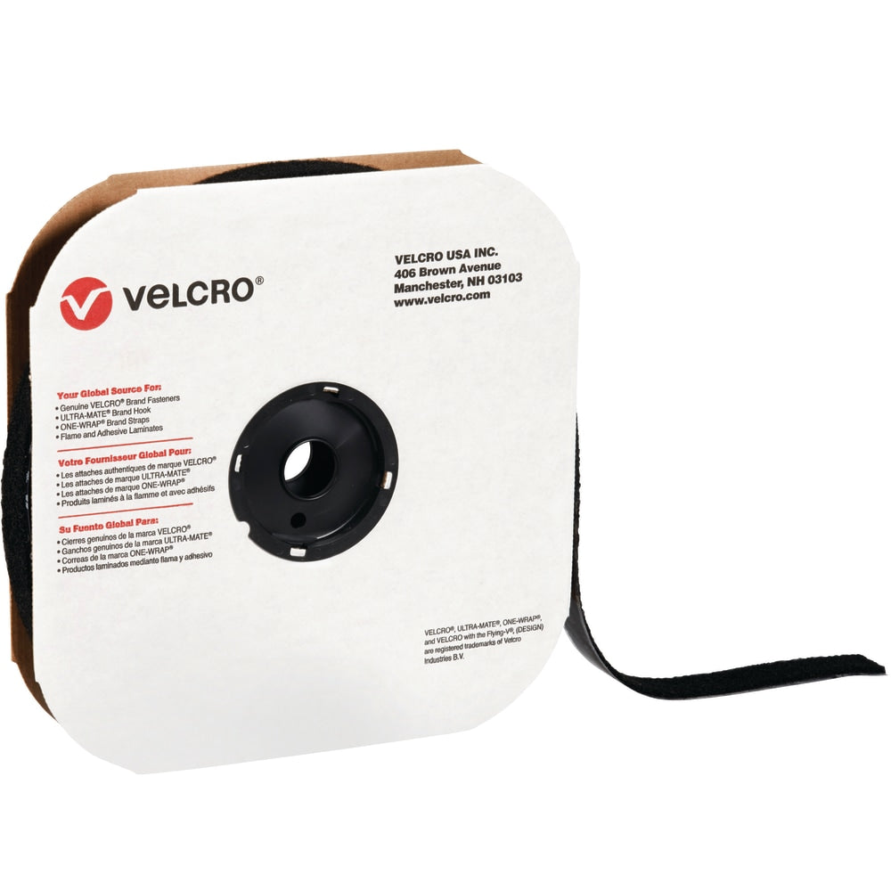 VELCRO Brand Tape, Hook Strips, 1.5in x 900in, Black