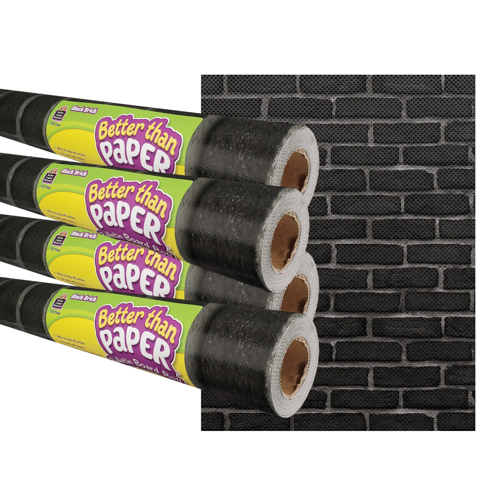 Teacher Created Resources Better Than Paper Bulletin Board Paper Rolls, 4ft x 12ft, Black Brick, Pack Of 4 Rolls