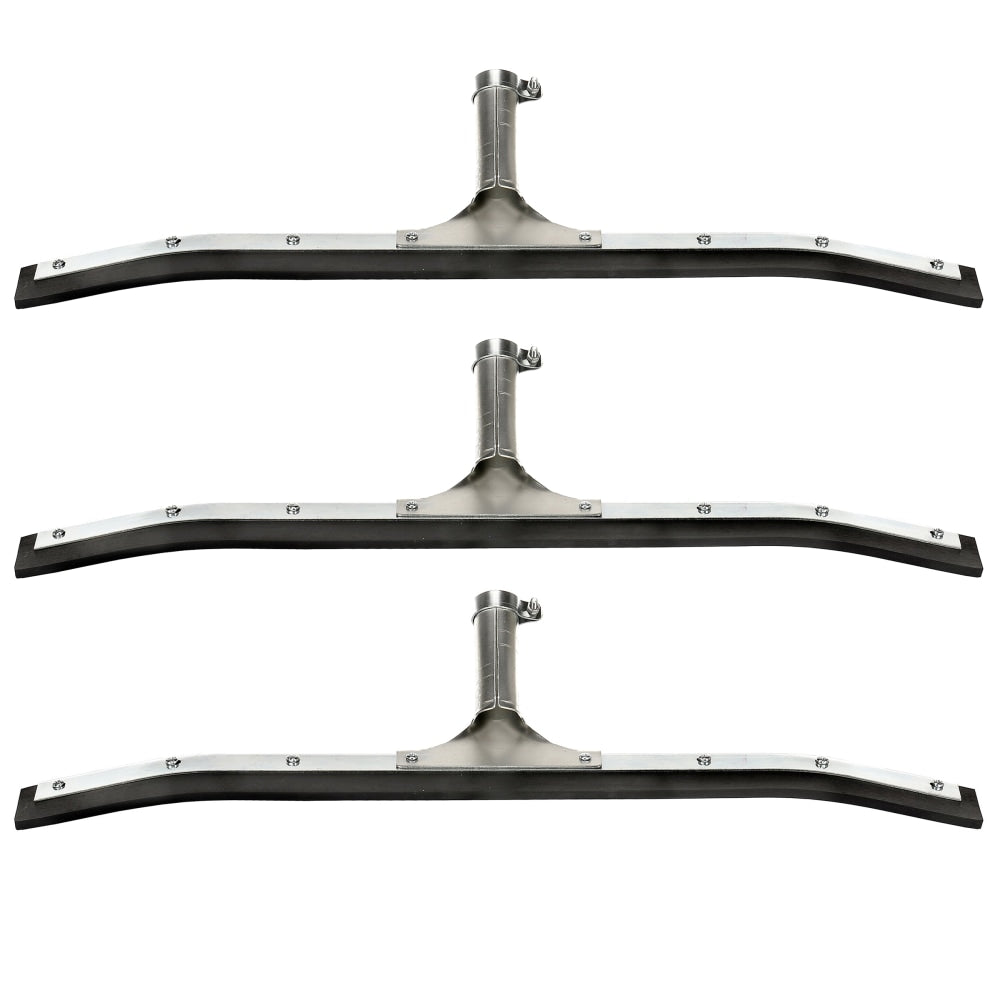 Alpine Industrial-Duty Curved Floor Squeegees, 24inW, Silver/Black, Pack Of 3 Squeegees