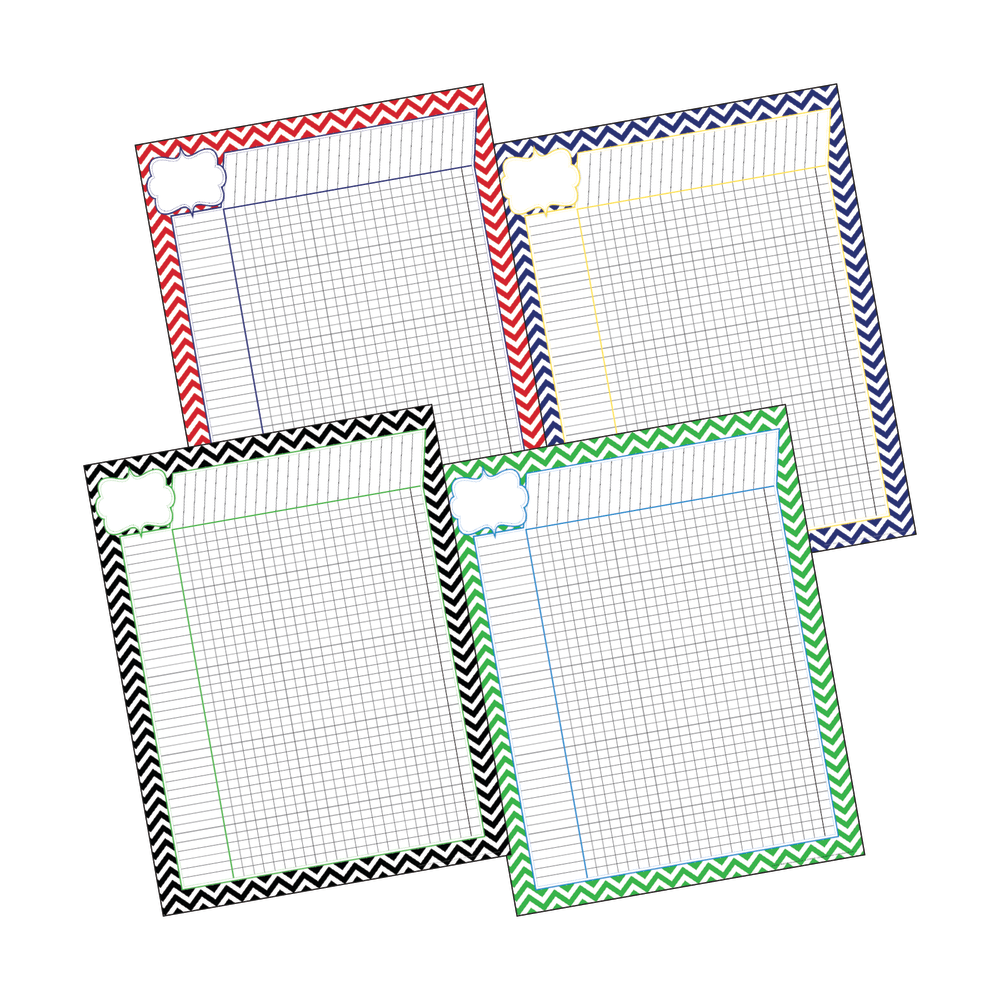 Barker Creek Chart Set, Incentive Chevron Nautical, 17in x 22in, Grades Pre-K+, Pack Of 4