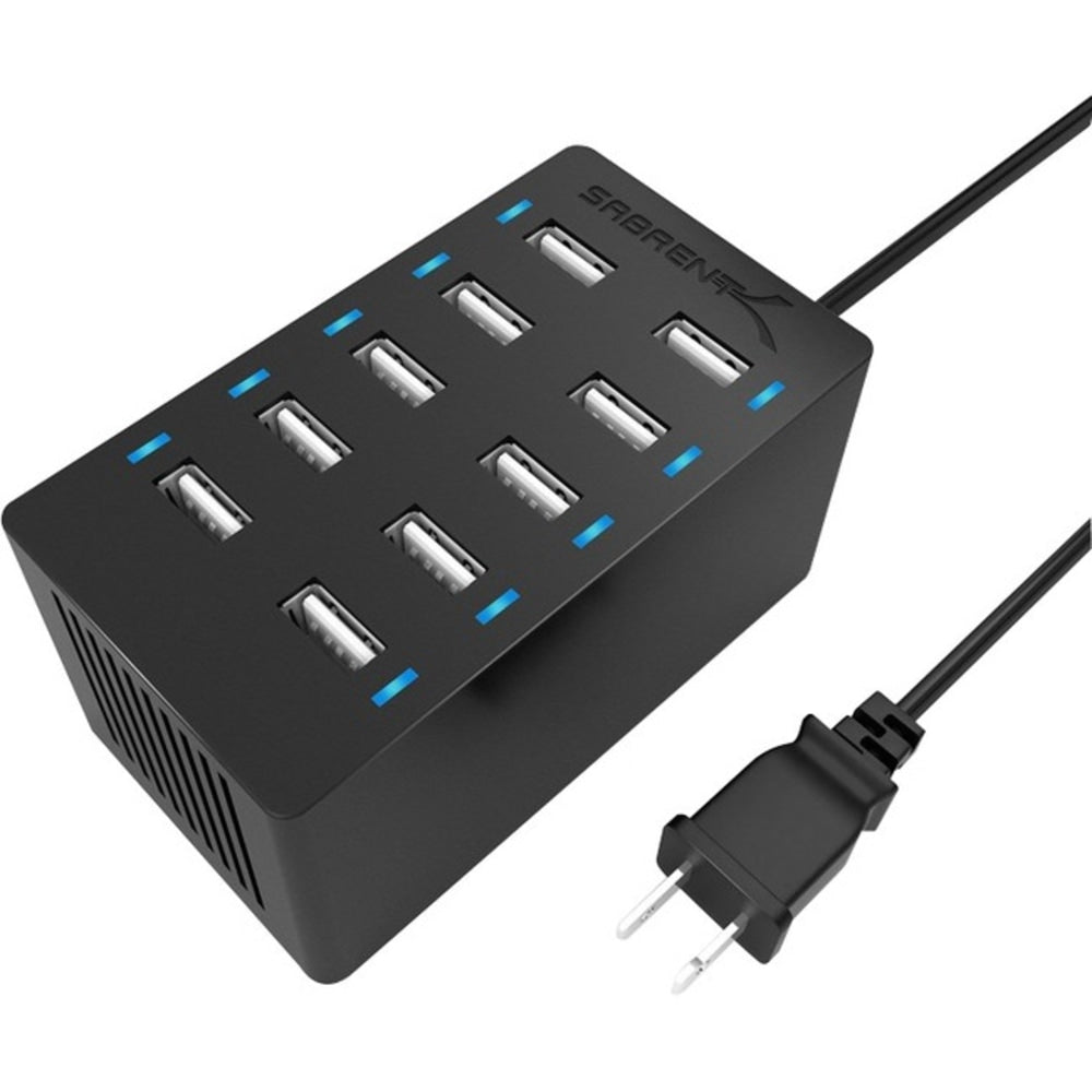 Sabrent AX-TPCS - Power adapter - 60 Watt - 12 A - 10 output connectors (USB)