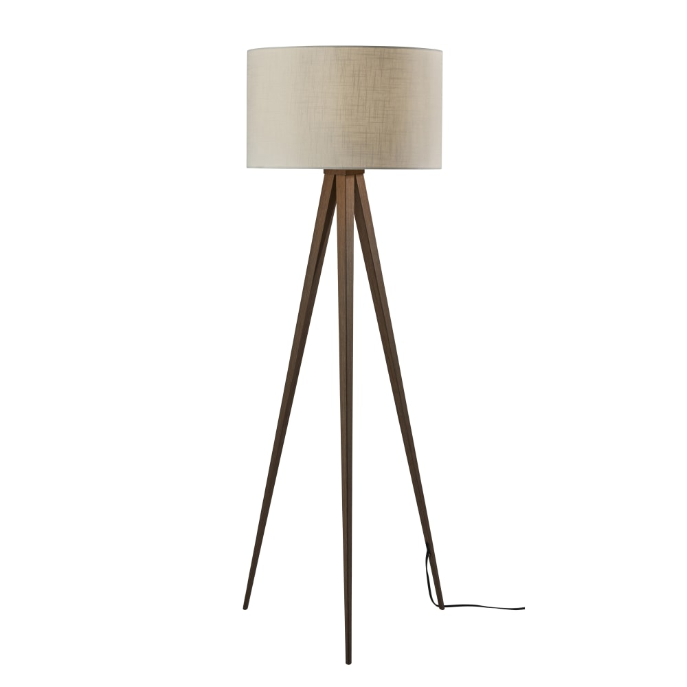 Adesso Director Floor Lamp, 62-1/4inH, Off-White Shade/Rosewood Base