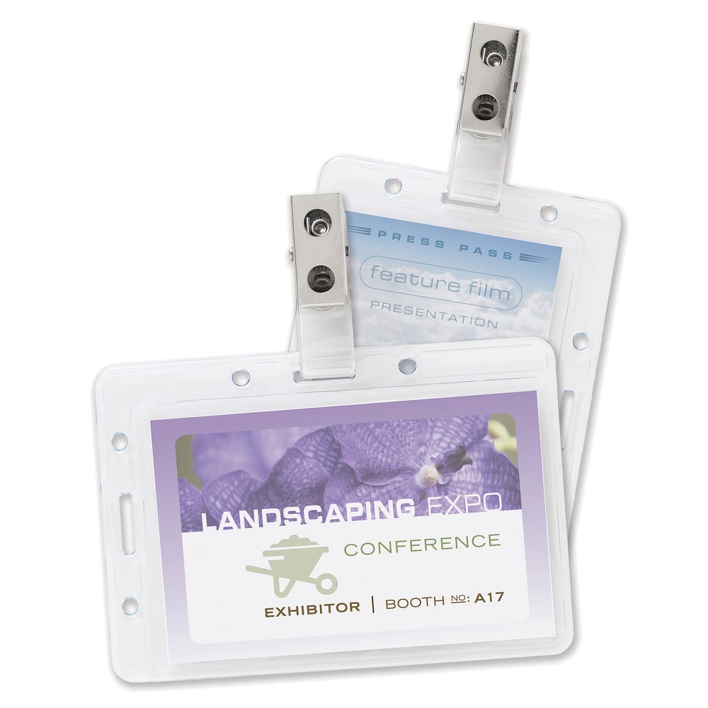 Office Depot Brand Plastic Convertible Badge Holders With Clips, Box Of 50