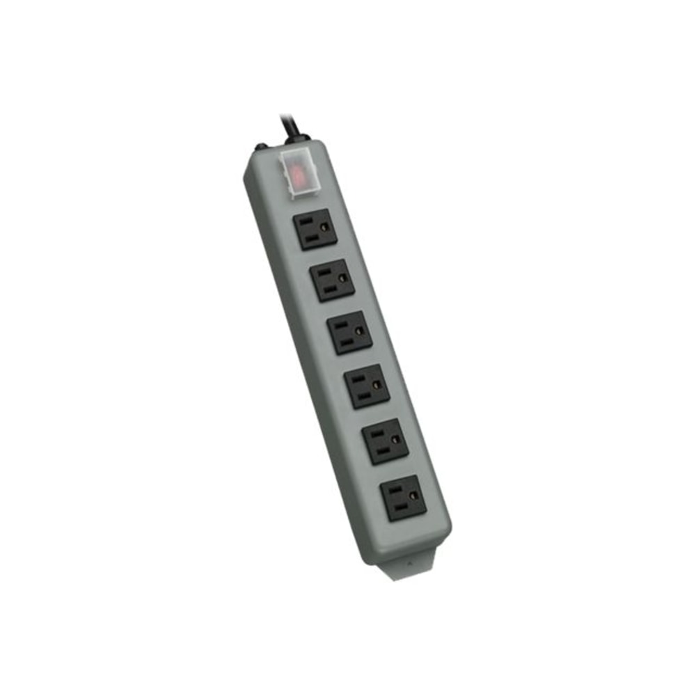 Tripp Lite Waber Power Strip 120V Right Angle 5-15R 6 Outlet Metal 15ft Crd - Power distribution strip - 15 A - AC 120 V - input: NEMA 5-15 - output connectors: 6 (NEMA 5-15) - 15 ft cord - blue gray