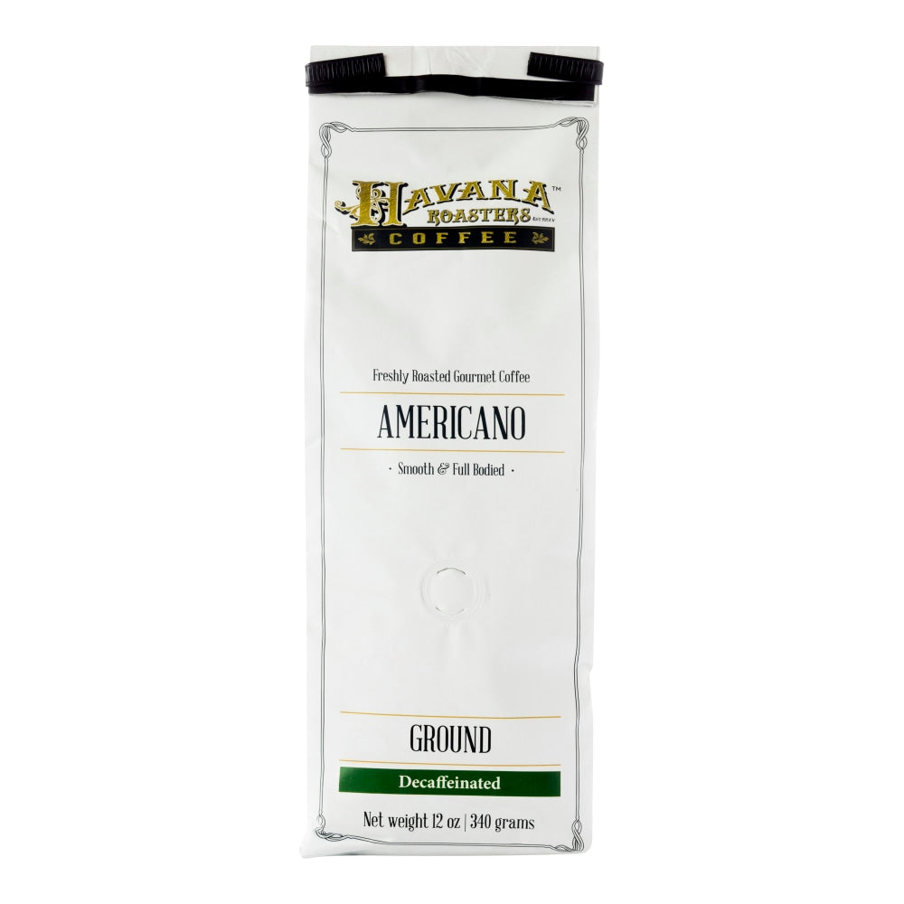 Havana Roasters Coffee Ground Coffee, Decaffeinated, Americano, 12 Oz Per Bag, Carton Of 3 Bags