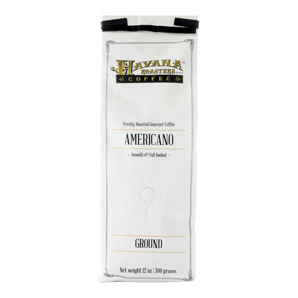 Havana Roasters Coffee Ground Coffee, Medium-Dark Roast, Americano, 12 Oz Per Bag, Carton Of 3 Bags