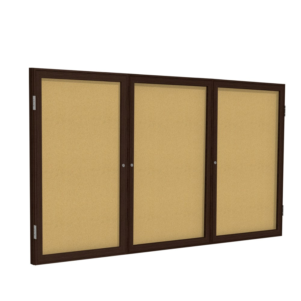 Ghent Traditional Enclosed Natural Cork Bulletin Board, 48in x 72in, Walnut Frame