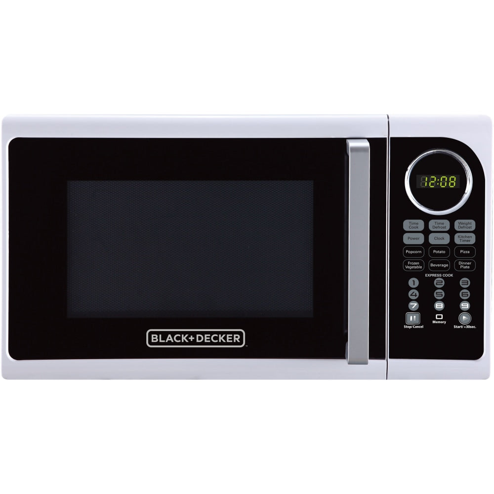 Black+Decker 0.9-Cu. Ft. Pull-Handle Countertop Microwave, White