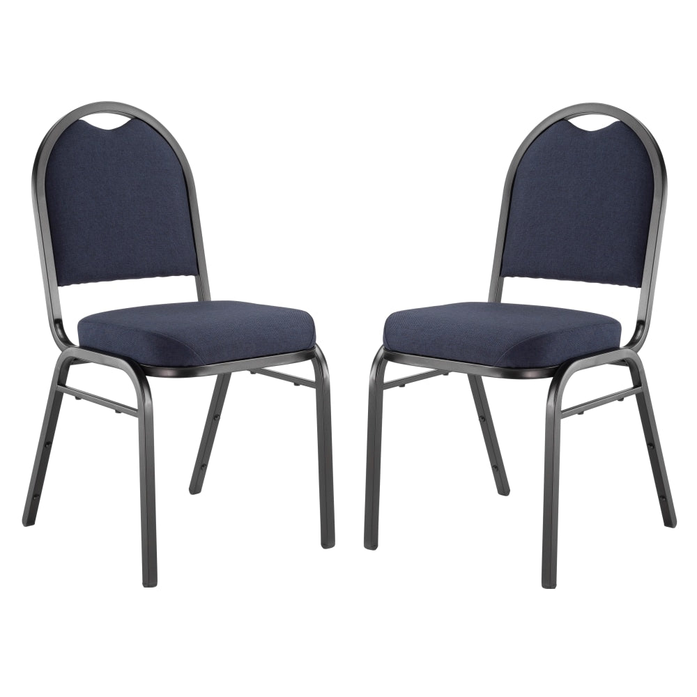 National Public Seating 9200 Series: Dome-Back Premium Fabric Upholstered Banquet Stack Chair, Midnight Blue Seat/Black Sandtex Frame, Set Of 2