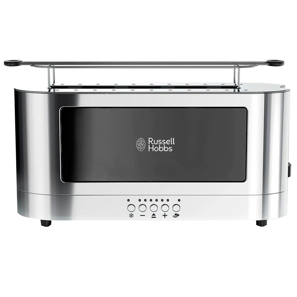 Russell Hobbs Stainless-Steel 2-Slice Extra-Wide-Slot Long Toaster With Glass Accent, Black