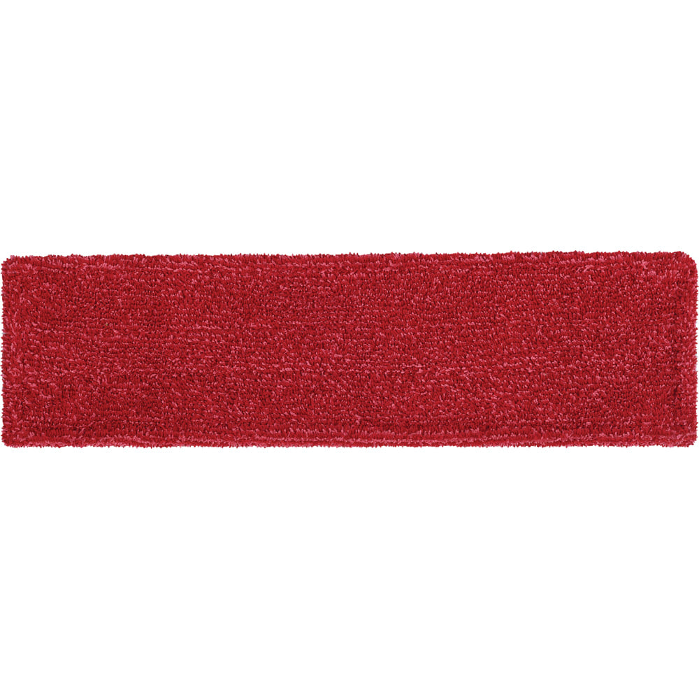Rubbermaid Commercial Adaptable Microfiber Flat Mop Pads, 19-1/2in x 5-1/2in, Red, Pack Of 12 Pads
