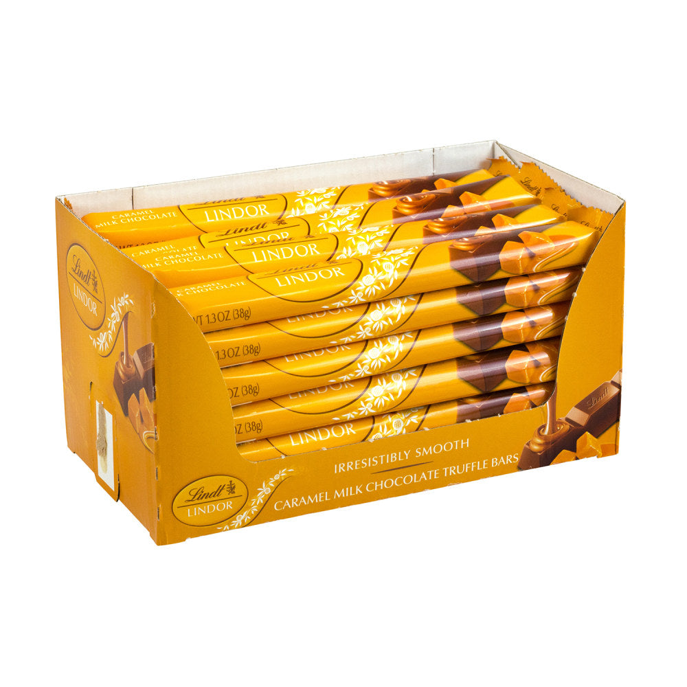 Lindor Chocolate Truffle Bars, Caramel Milk Chocolate, 1.3 Oz, Pack Of 24
