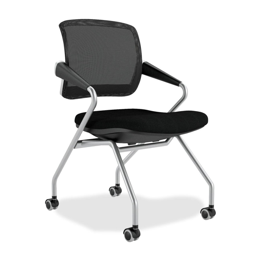 Mayline Valore Mesh/Fabric Mid-Back Nesting Training Chair, Black