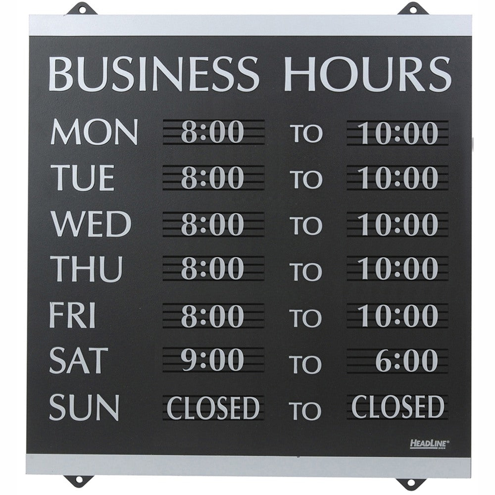 U.S. Stamp & Sign Century Series "Business Hours" Sign, 14inH x 13inW