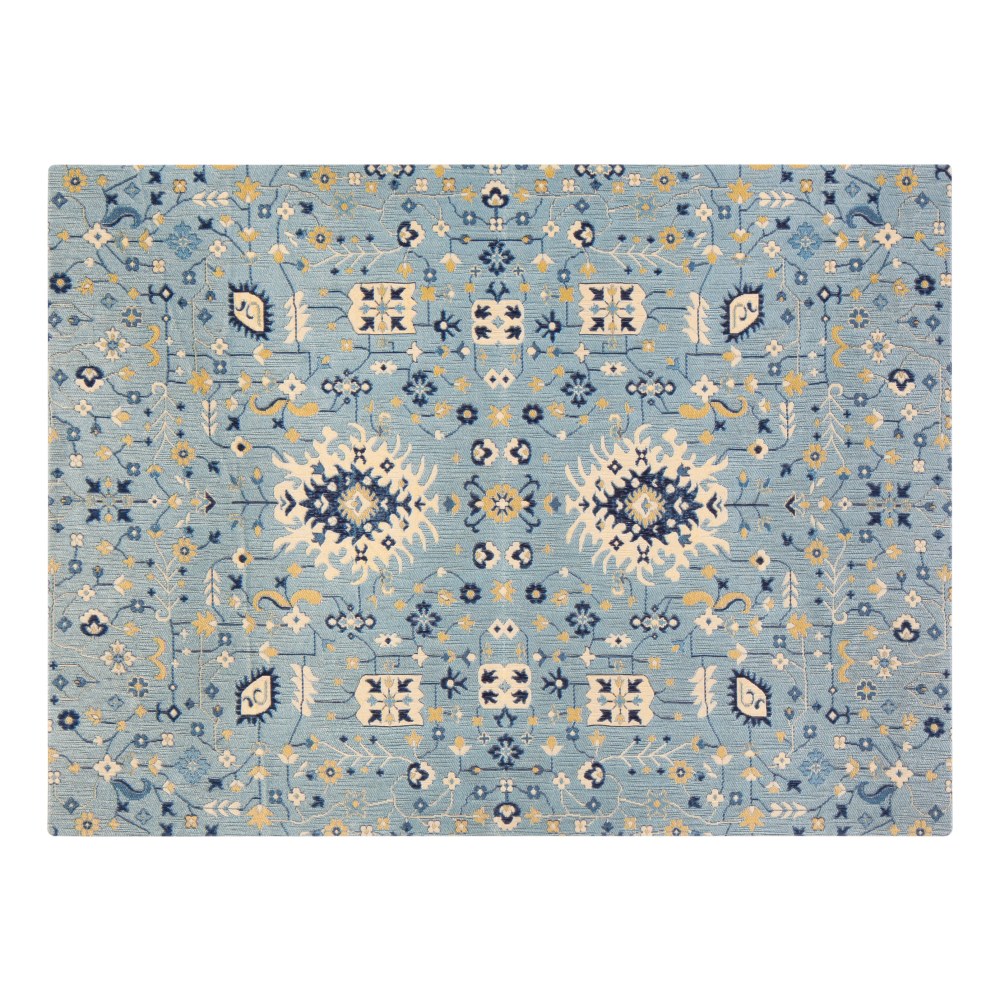 Anji Mountain Tabriz Rug'd Chair Mat, 1/4inH x 36inW x 48inD, Blue/Beige/Gold