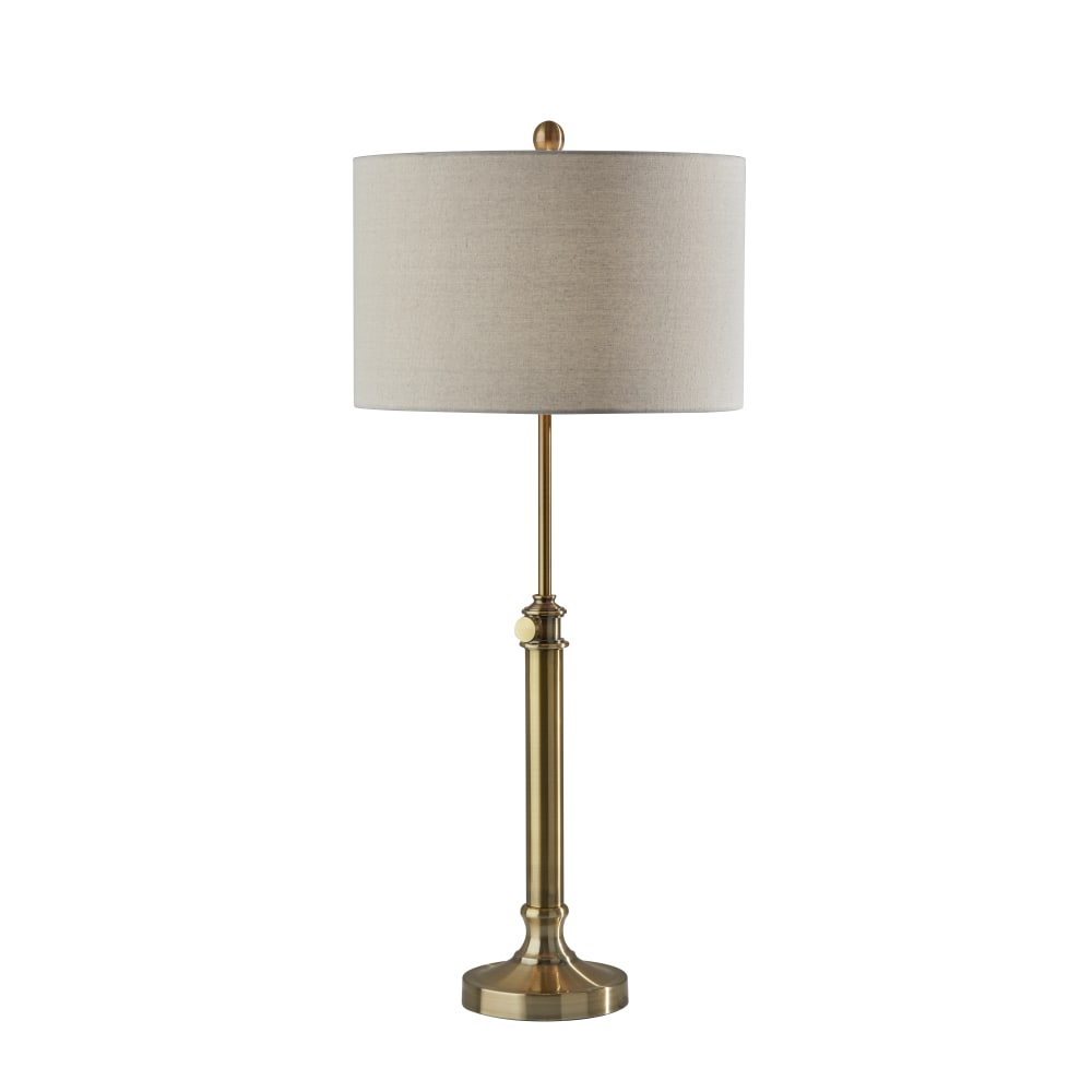 Adesso Simplee Barton Table Lamp, Adjustable, 34-1/2inH, Oatmeal/Antique Brass