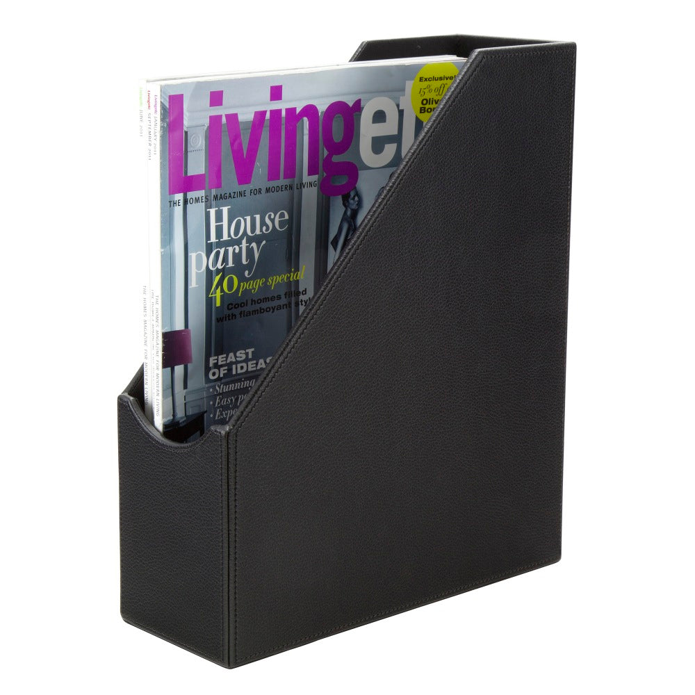 Realspace Black Faux Leather Magazine File