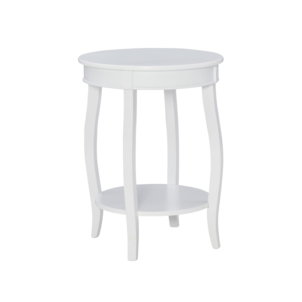 Powell Nora Round Side Table With Shelf, 24inH x 18inDia., White