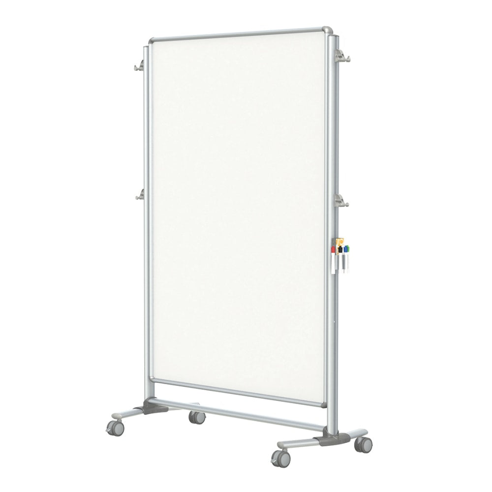 Ghent Nexus Jr. Partition Mobile Porcelain Magnetic Double-Sided Dry-Erase Whiteboard, 76 1/8in x 52 3/8in, Aluminum Frame With Satin Silver Finish