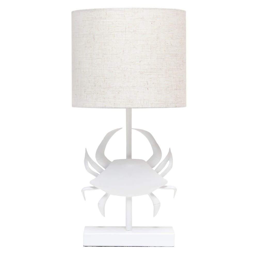 Simple Designs Shoreside Pinching Crab Table Lamp, 18-1/4inH, White/White