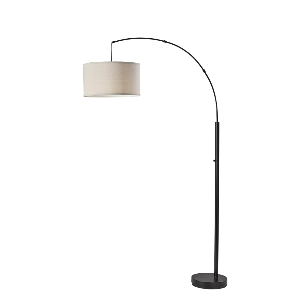 Adesso Simplee Rockwell Arc Lamp, 74inH, Oatmeal/Matte Black