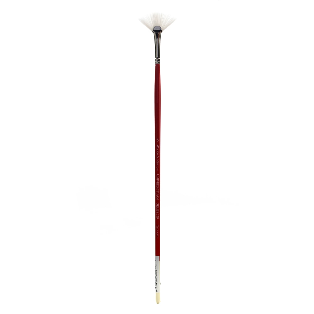 Winsor & Newton University Series Long-Handle Paint Brush 238, Size 3, Fan Bristle, Red