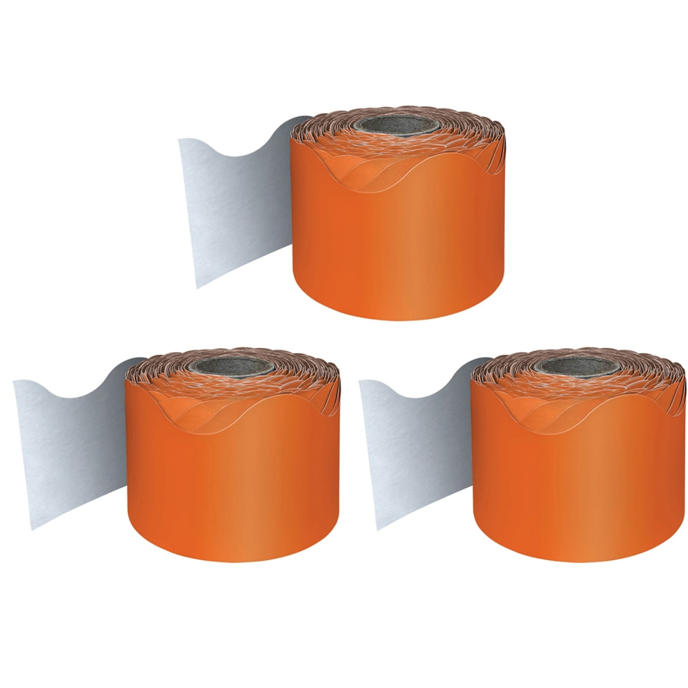 Carson Dellosa Education Rolled Scalloped Borders, Orange, 65ft Per Roll, Pack Of 3 Rolls