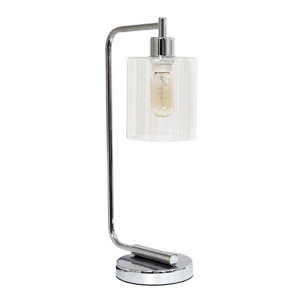 Lalia Home Modern Iron Desk Lamp, 19inH, Chrome/Clear