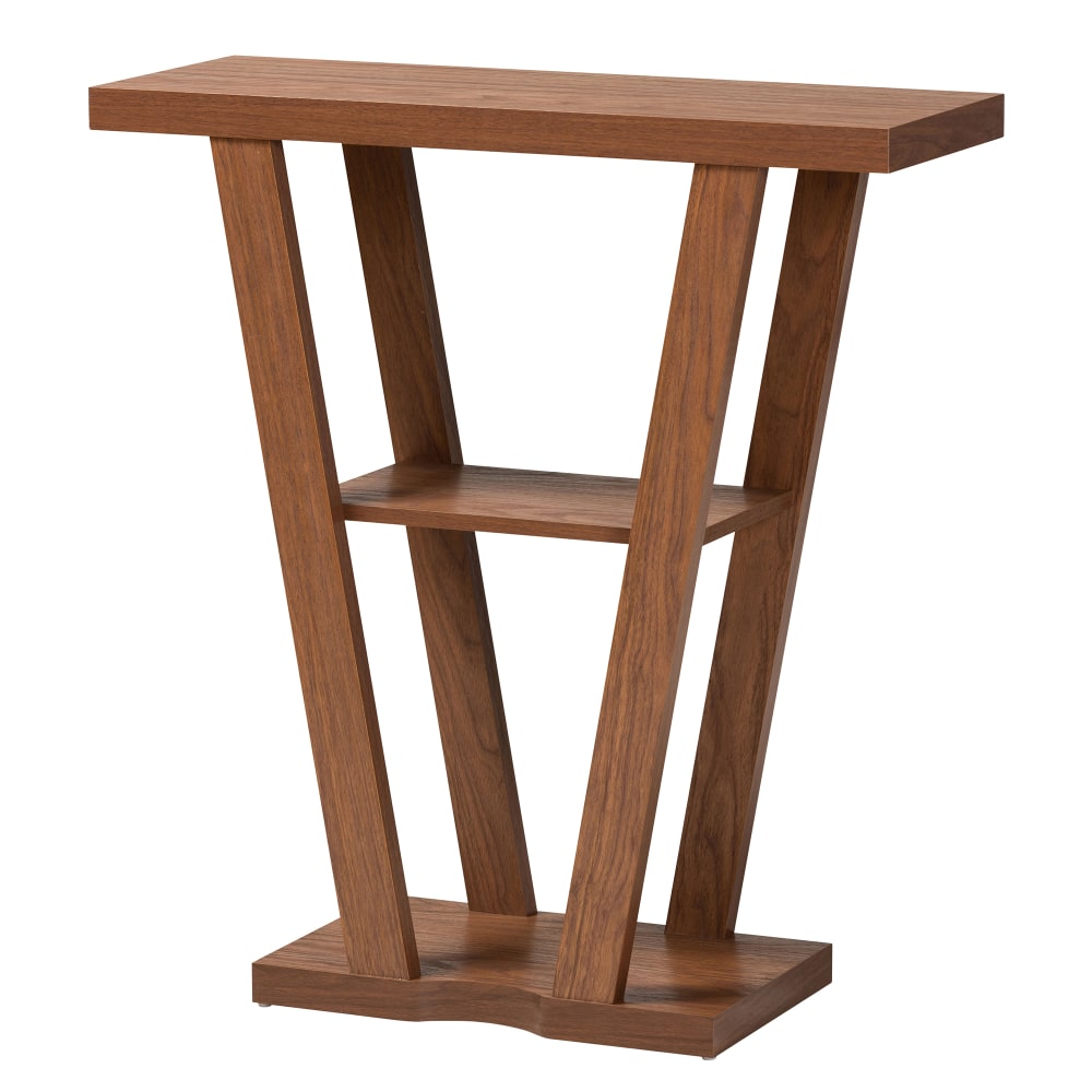 Baxton Studio Boone Console Table, 33-3/4inH x 31-1/8inW x 11-7/16inD, Walnut Brown