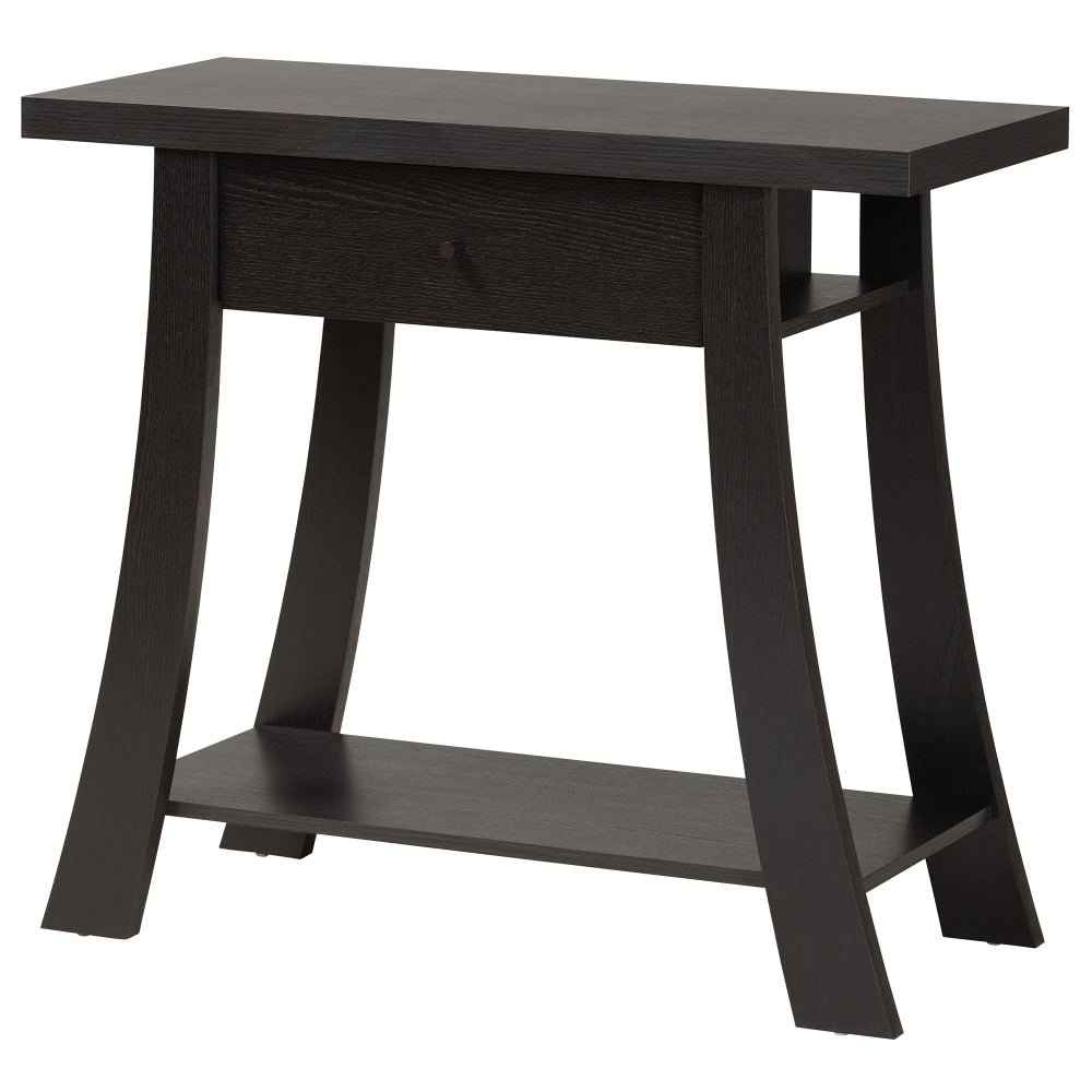 Baxton Studio Herman 1-Drawer Console Table, 31-3/4inH x 35-7/16inW x 15-3/8inD, Dark Brown