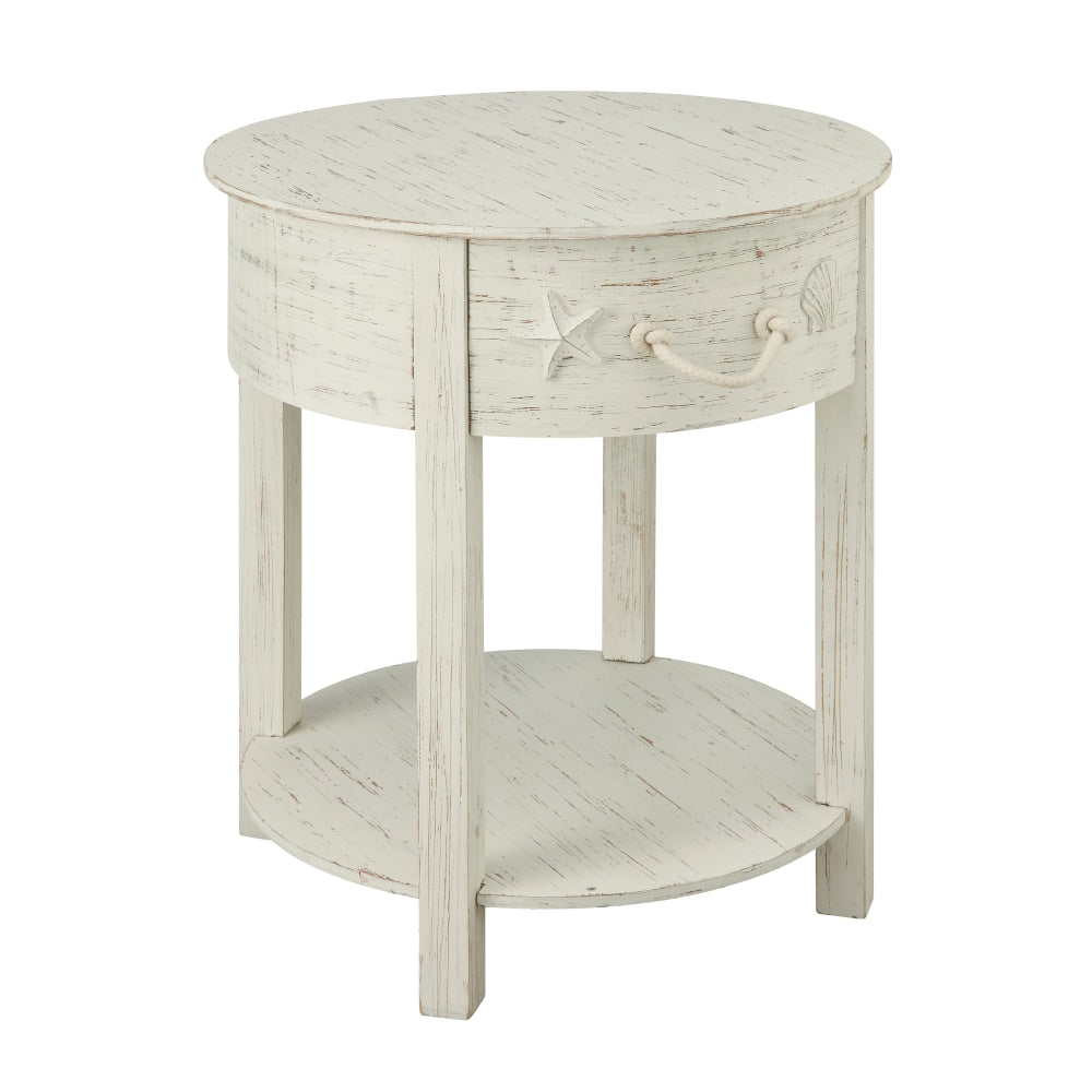Coast to Coast Sanibel 1-Drawer Accent Table, White Rub