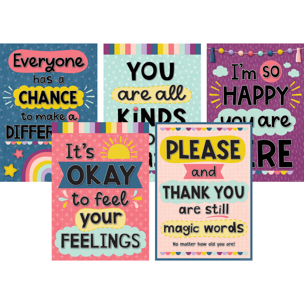 Teacher Created Resources Oh Happy Day Posters, 19in x 13-3/8in, Set Of 5 Posters Posters