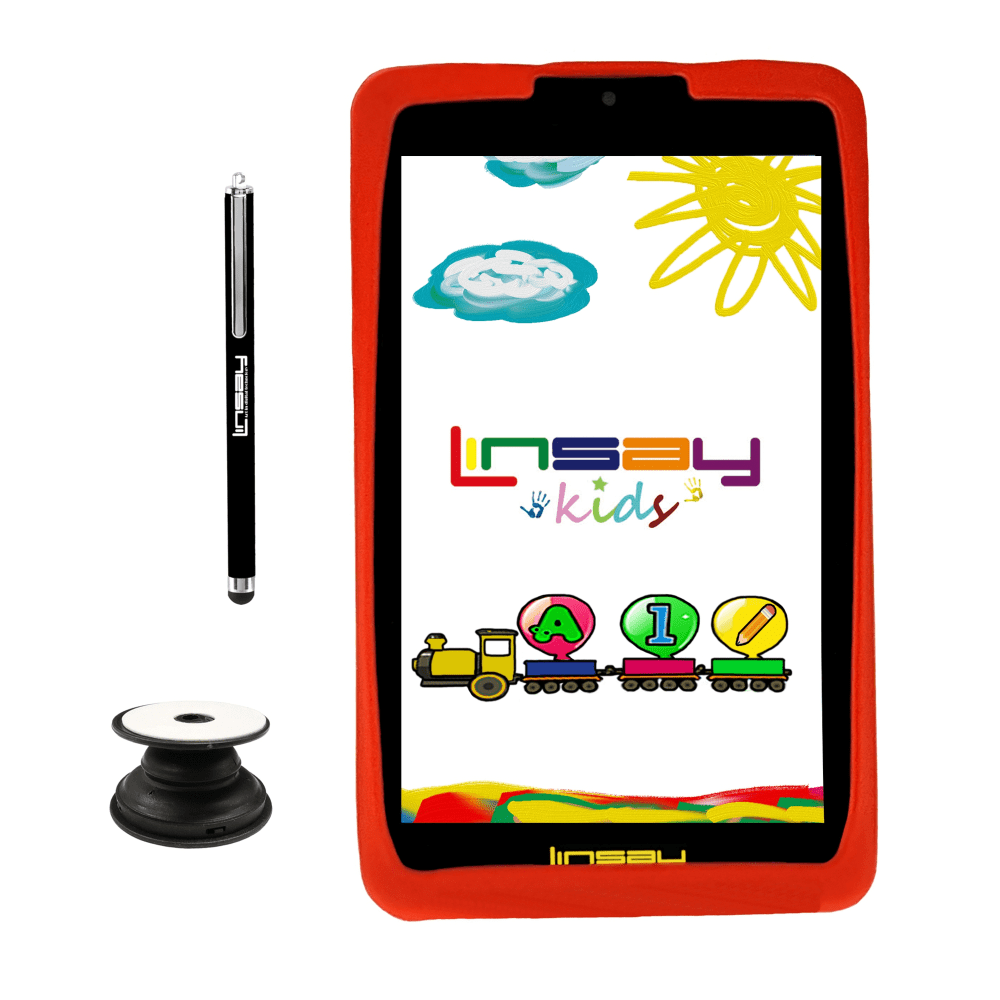 Linsay F7 Tablet, 7in Screen, 2GB Memory, 64GB Storage, Android 13, Kids Red