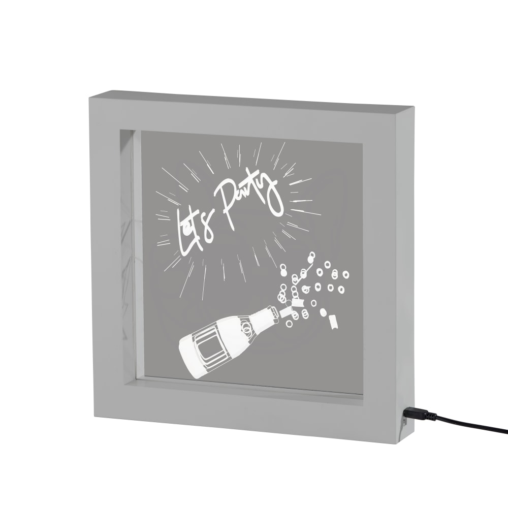 Adesso Simplee Lets Party LED Video Light Box, 9inH, Silver