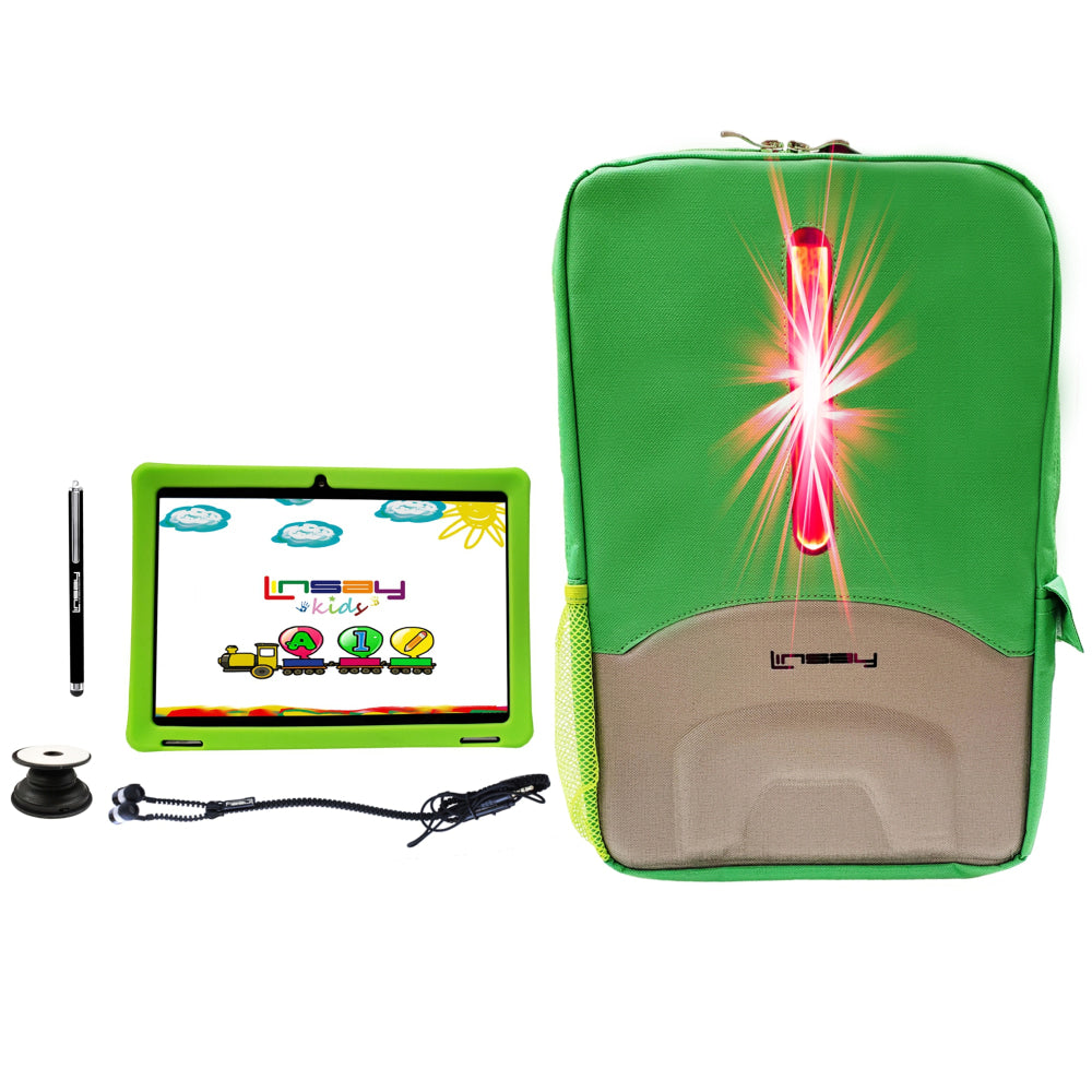 Linsay F10IPS Tablet, 10.1in Screen, 2GB Memory, 64GB Storage, Android 13, Kids Green LED