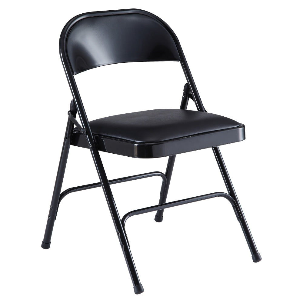 Lorell Vinyl Padded Folding Chairs, Black, Set Of 4 Chairs