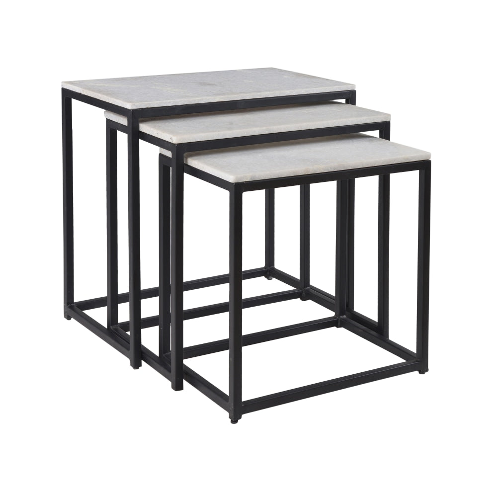 Coast to Coast Square Marble Nesting Tables, Multicolor, Set Of 3 Tables