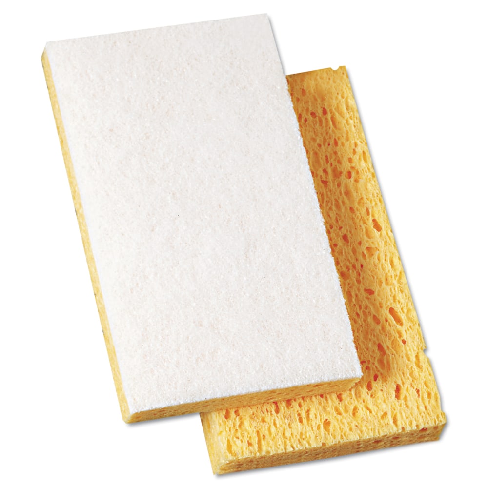 Boardwalk Scrubbing Sponges, 6 1/8in x 3 5/8in, Yellow/White, Pack Of 20