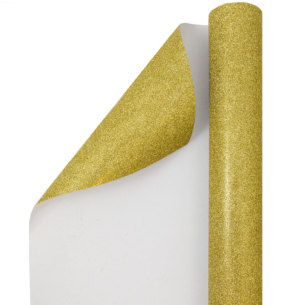 JAM Paper Wrapping Paper, Glitter, 25 Sq Ft, Gold