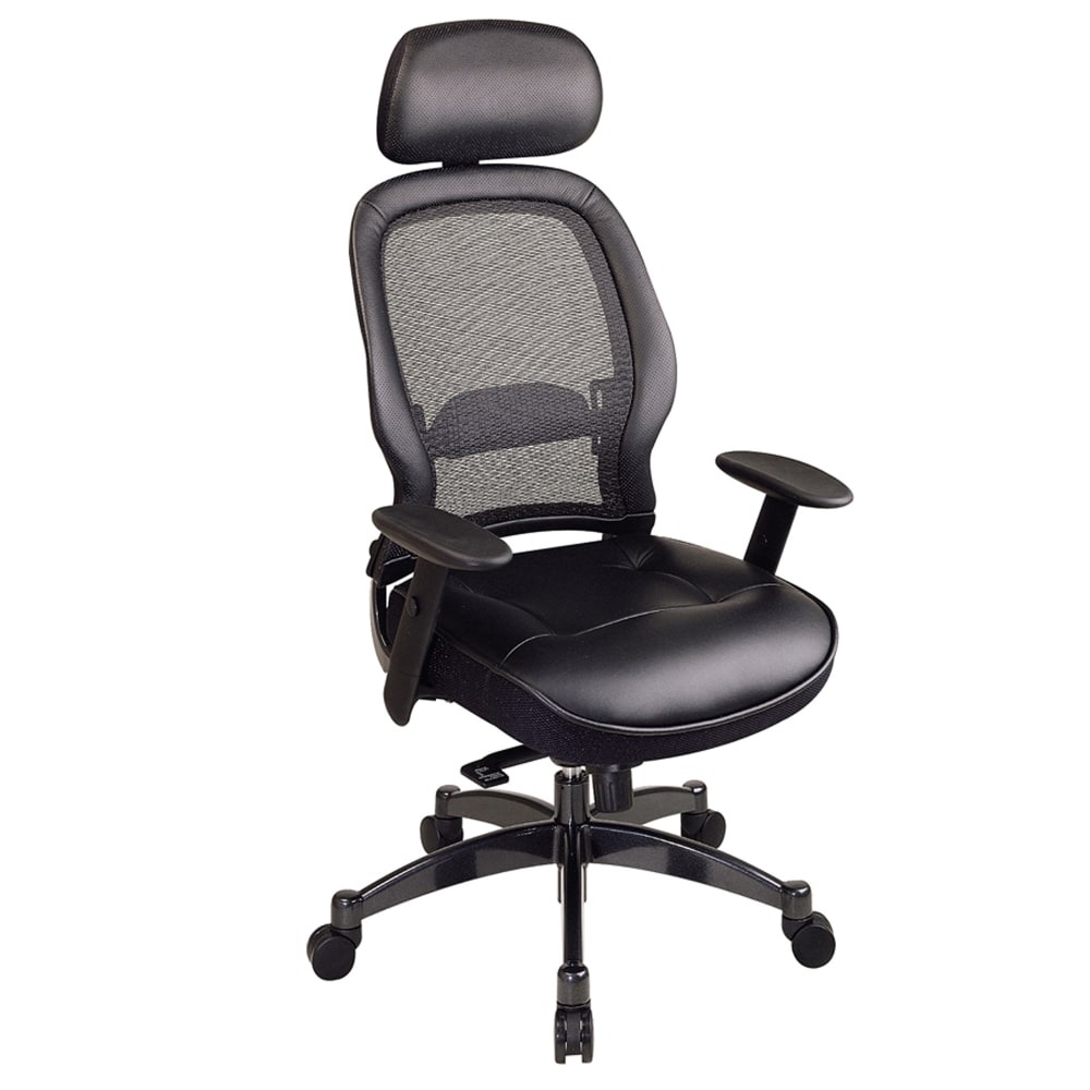 Office Star Matrex Bonded Leather/Mesh High-Back Chair, Black