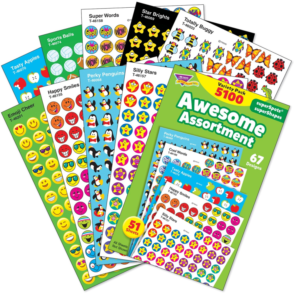 Trend Awesome Assortment Stickers, Pack Of 1,300