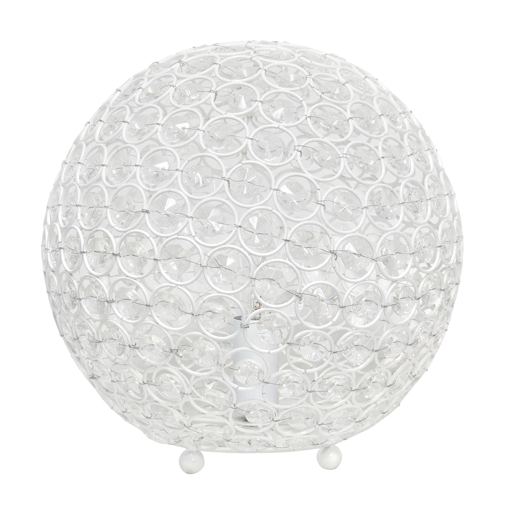 Elegant Designs Crystal Ball Table Lamp, 10inH, White